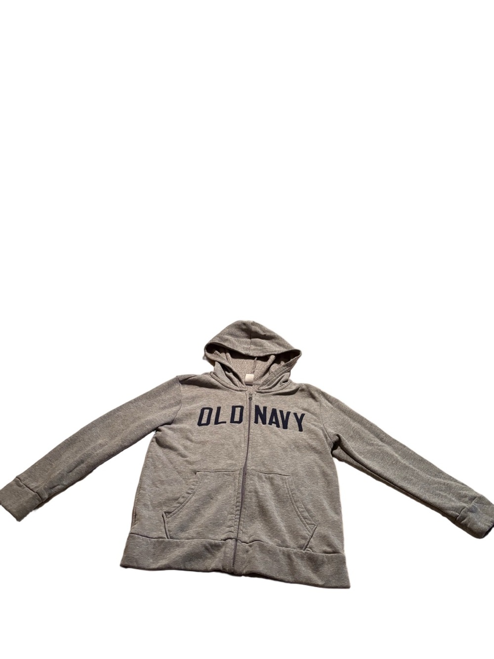 Old Navy Grey Zip Hoodie with Navy Logo Size 8 Boys